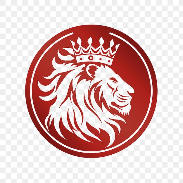 Голова льва с короной на красном фоне