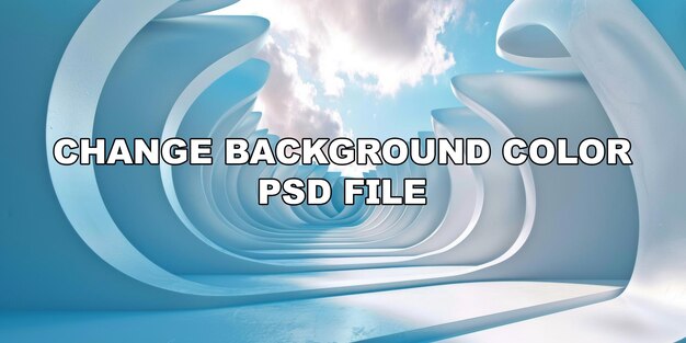 PSD ストックの背景の上に青い空がある長い狭い白い廊下