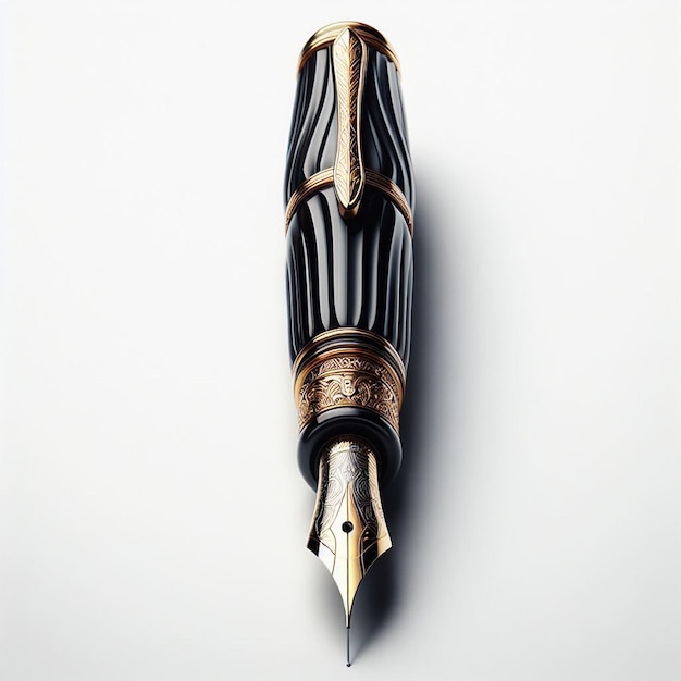 PSD 透明な背景の上部に金色のデザインの豪華なペン