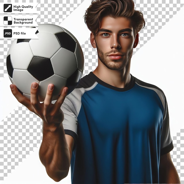 PSD Человек держит футбольный мяч в руке