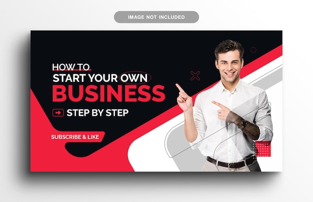 PSD Мужчина указывает на человека на экране, который говорит, как начать свой собственный бизнес.