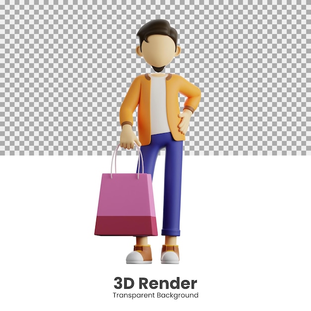 男は3dイラストを買い物しています