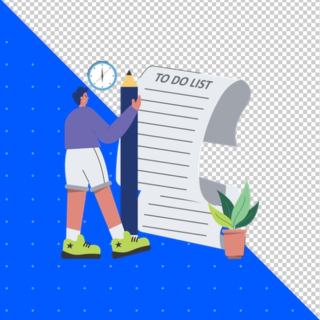 a man is working at a list that is labeled to do list