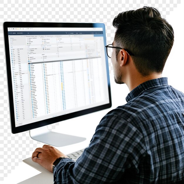 a man is working on a computer with a screen that says quot the word quot on it