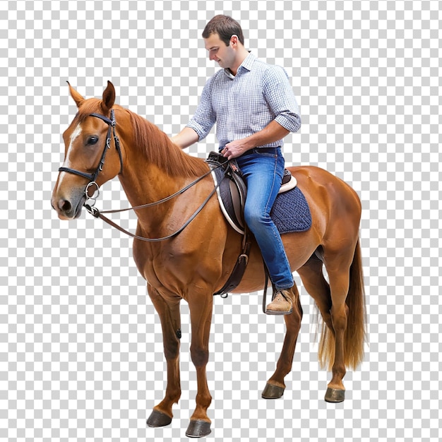 PSD Мужчина едет на лошади на прозрачном фоне