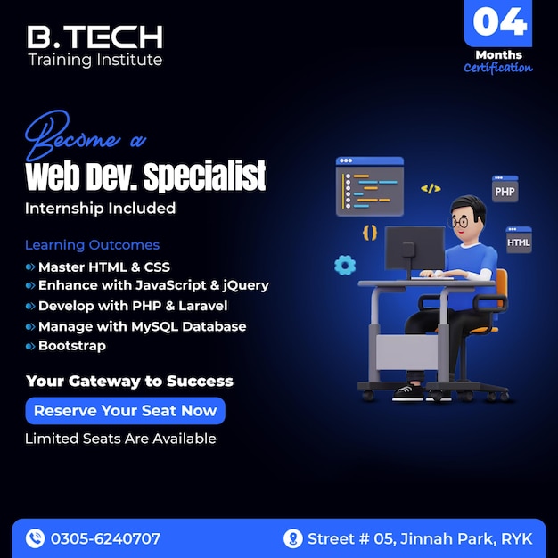 a man sits in a chair in front of a computer screen Web Development post design