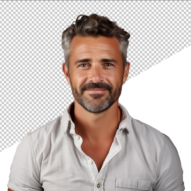 PSD a man with a beard and mustache stands in front of a white background