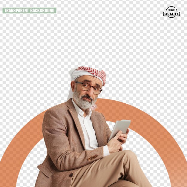 a man with a beard is using a tablet computer