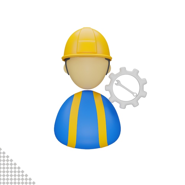 A man with a yellow helmet and a gear that says " gear ".