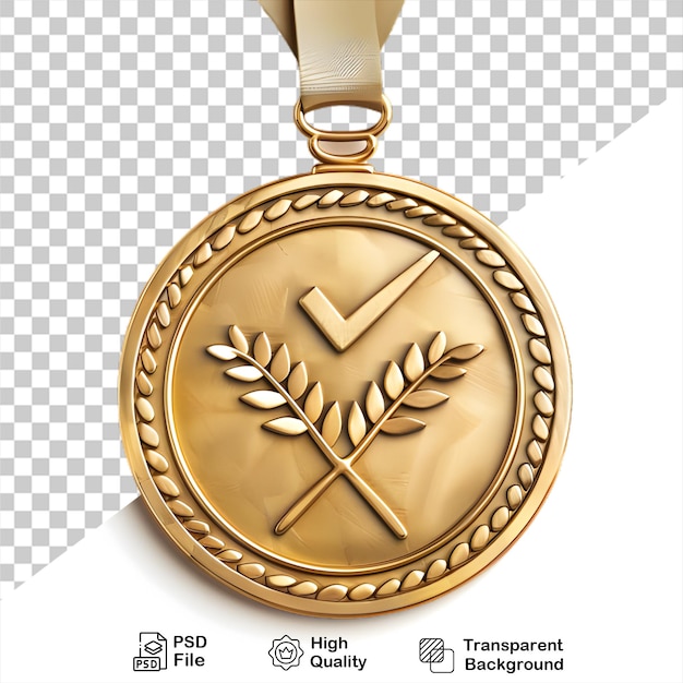 PSD 투명한 배경에 금이 새겨진 메달