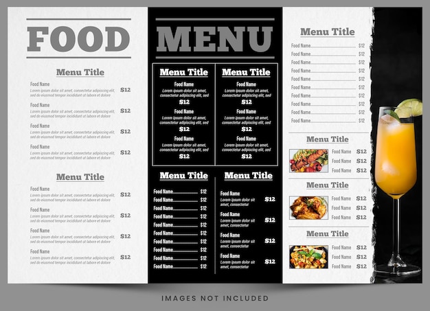 PSD Меню для ресторана, которое открыто для меню.
