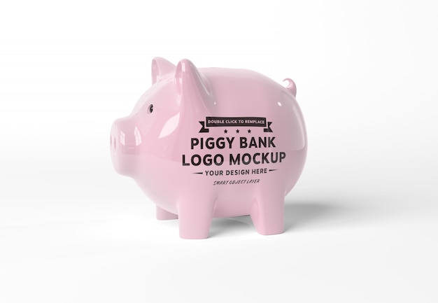 PSD ピンクの貯金箱のモックアップ