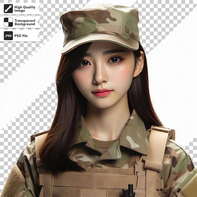 PSD 軍服を着た女性モデル