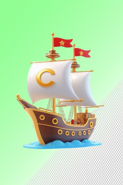 PSD 'c'라는 글자 가 새겨진 배 의 모형