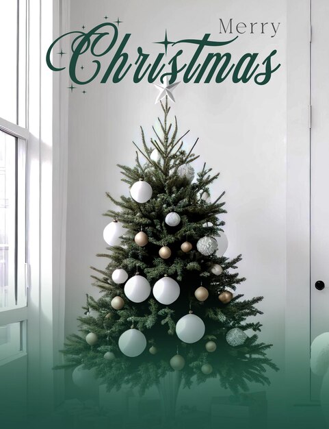 PSD Современный и минималистичный пост в социальных сетях рождественская елка декорации рождественские праздники