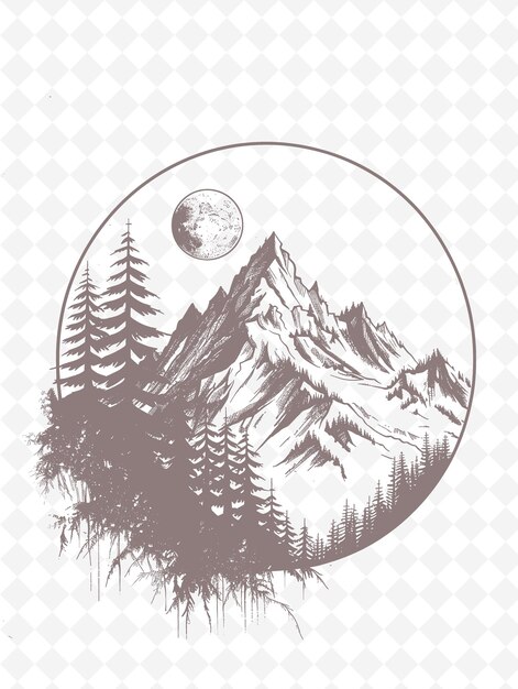 PSD Луна и гора с полной луной за ней