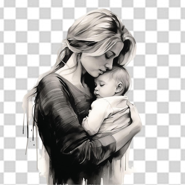 PSD a mother holding a baby png