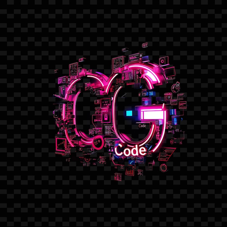 PSD a neon sign that says code on it