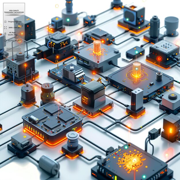a network of interconnected devices that can collect and share data on transparent background