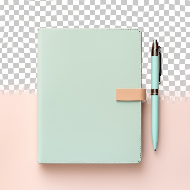 PSD a notebook with a pen and a pen on a checkered background