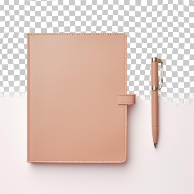 PSD a notebook with a pen on a checkered background