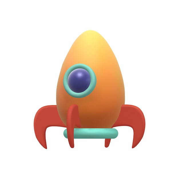 Оранжевая ракета с голубым глазом и красной ручкой 3d иллюстрация