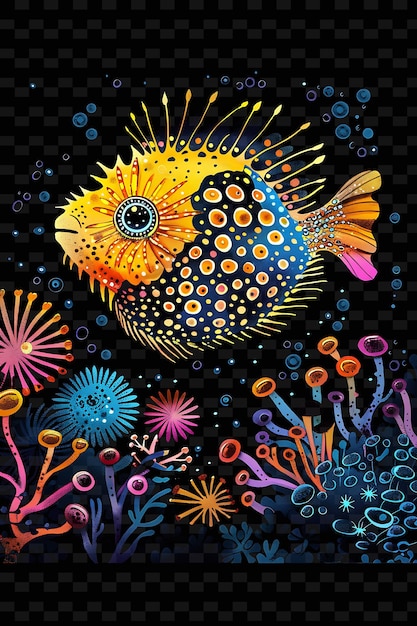 PSD a painting of a goldfish with the words quot fish quot on it