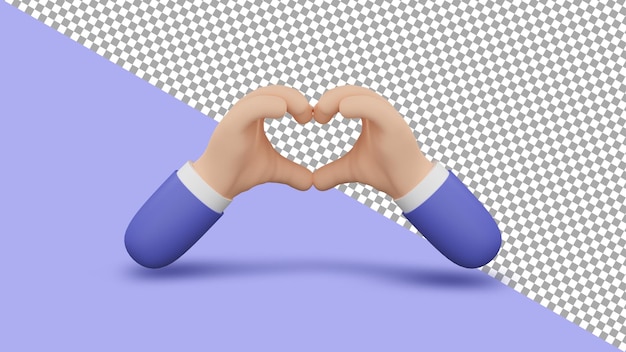 PSD Пара рук образует форму сердца со словами «любовь» посередине.