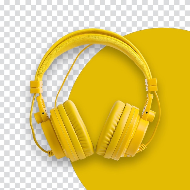 PSD 透明な背景の黄色いヘッドフォンのペア