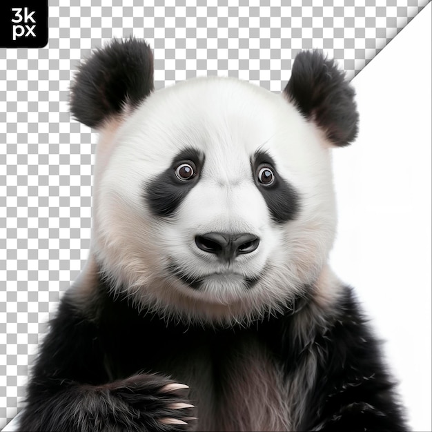 Панда с черно-белым лицом и черными глазами