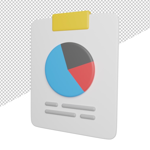 A paper with a yellow folder that says a pie chart.
