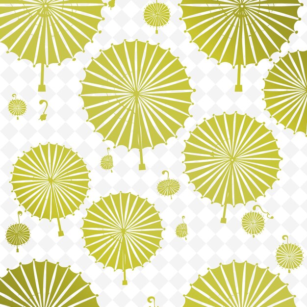 색 배경으로 노란색과 초록색 우산의 패턴