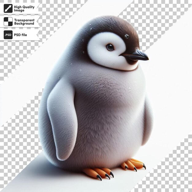 PSD a penguin with a label that says  penguin  on it