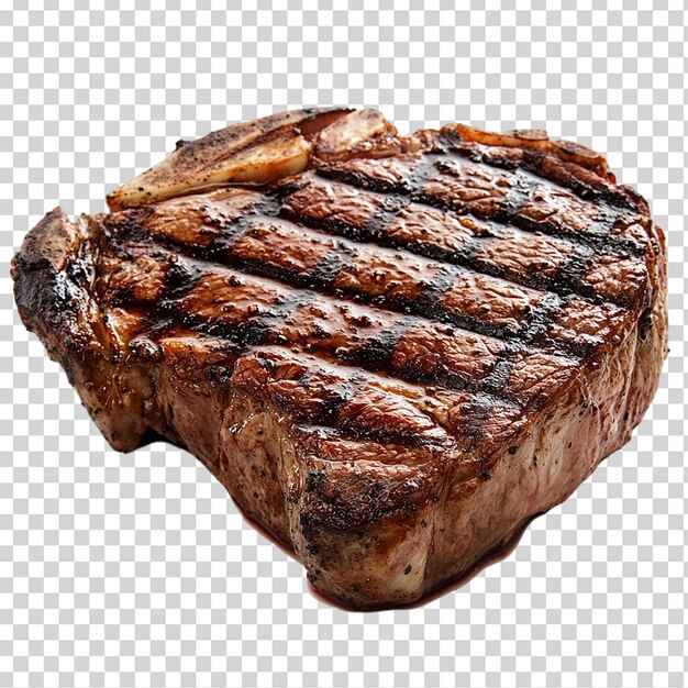 a perfectly grilled steak rests on a white background isolated on transparent background