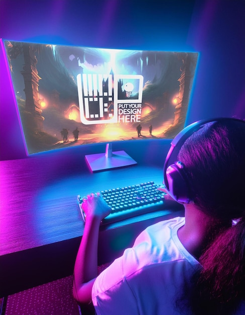a person is using a computer with a screen that says the word on it