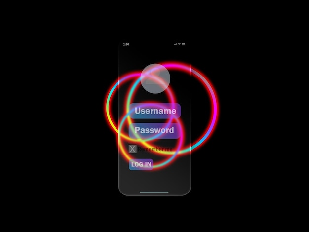 a phone screen with a circle of neon lights and a circle of a circle with a ring around it
