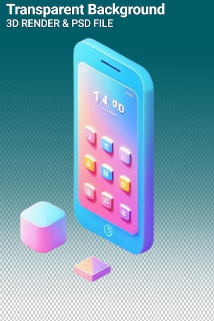 PSD Телефон с фиолетовым корпусом, на котором написаны цвета радуги