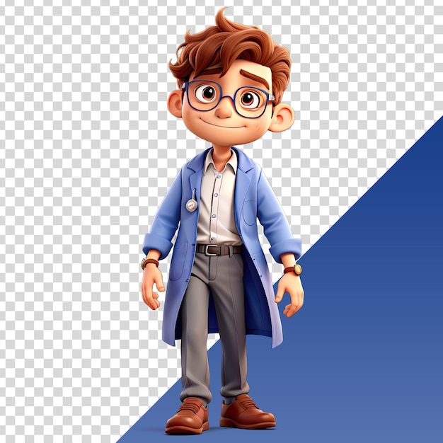 PSD a picture of a boy with glasses and a blue coat