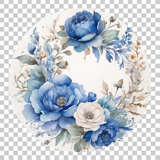 PSD Картинка цвета и листьев с картинкой голубых роз