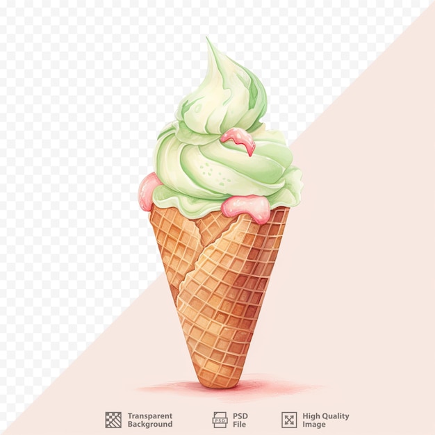 PSD Изображение рожка мороженого на розовом фоне.