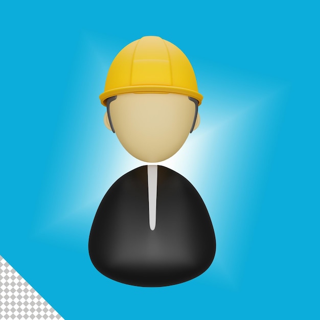 A picture of a man wearing a yellow hard hat and a blue background