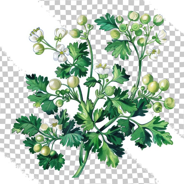 PSD 초록색 잎과 식물의 이미지를 가진 식물의 그림