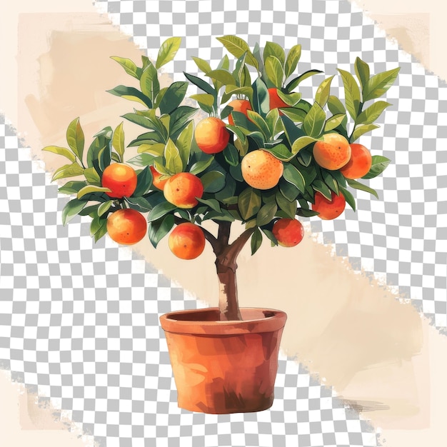 PSD a picture of a potted tree with oranges on it