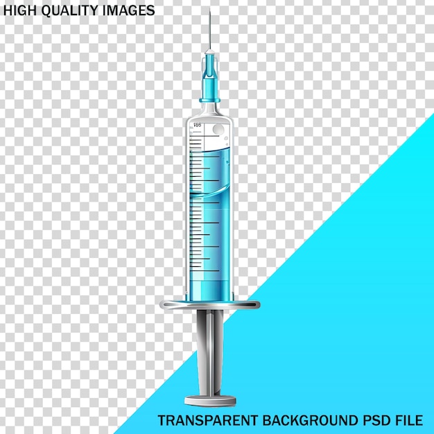 PSD 青い背景の注射器の写真