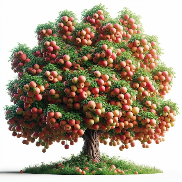 PSD 사과가 있는 나무와 함께 나무의 그림