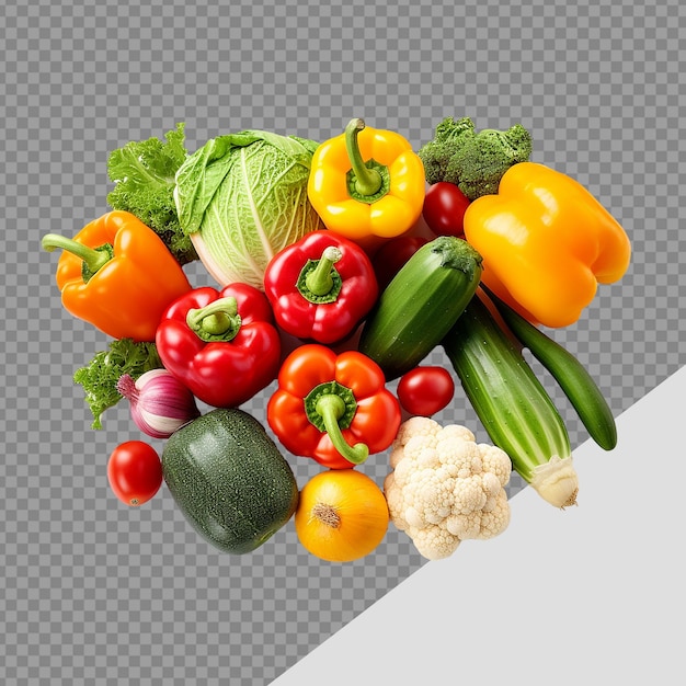 PSD Картинка различных овощей, включая цукини, брокколи и перцы