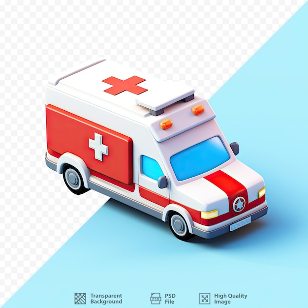 PSD 上部に赤い十字が付いた救急車の写真。