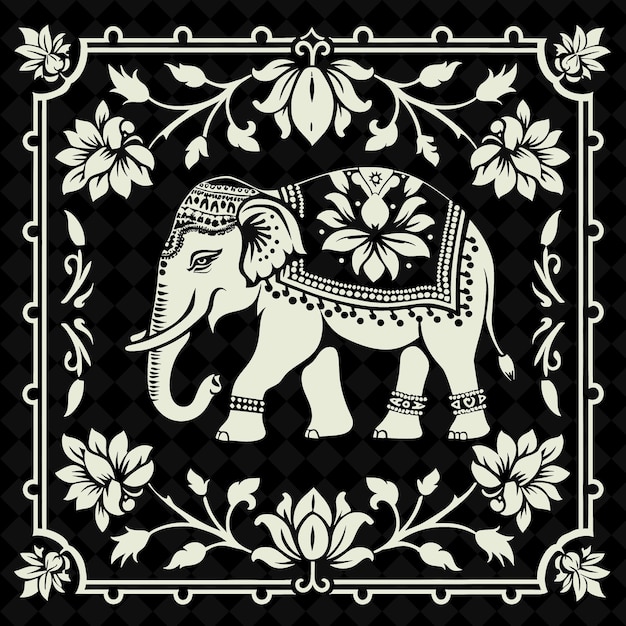 PSD 꽃이 달린 코끼리의 그림