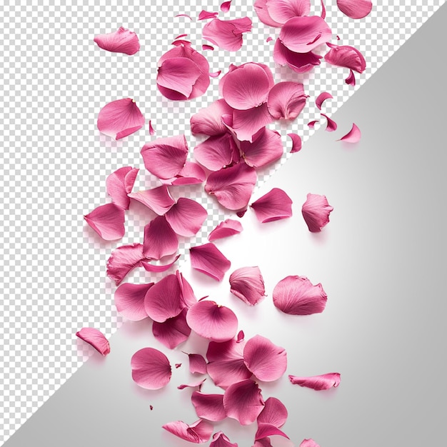 PSD ピンクの花びらを白い背景で描いた絵