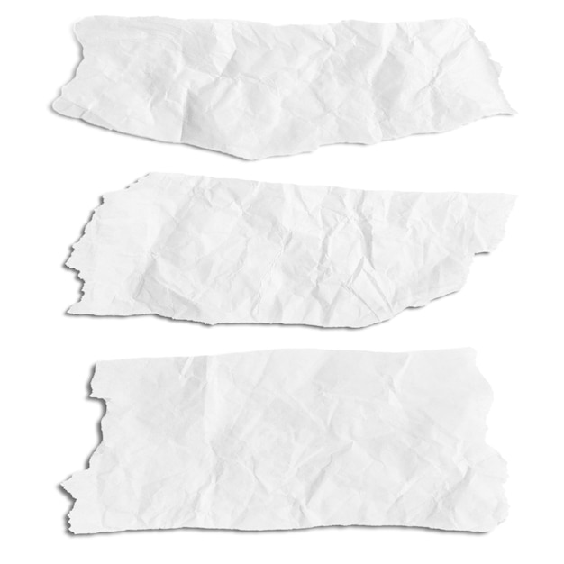 PSD Кусок скрученной белой бумаги на пустом фоне набор вариантов.